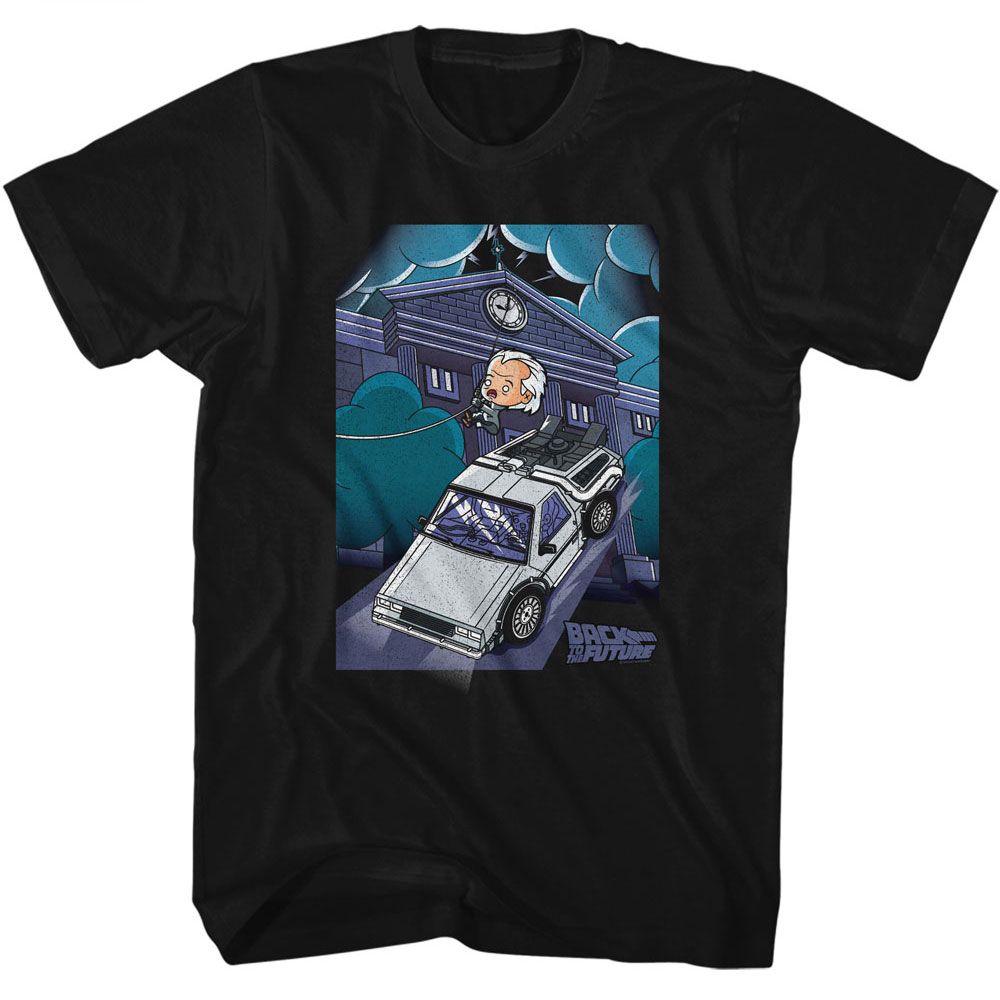 Back To The Future Cartoon Doc and Clock Tower T-Shirt product image 1