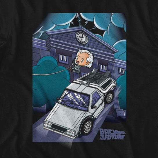 Back To The Future Cartoon Doc and Clock Tower T-Shirt product image 2