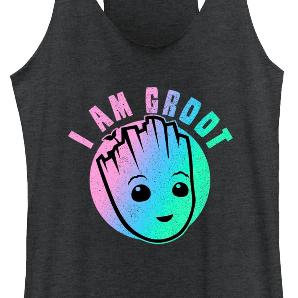 Junior's Marvel I Am Groot Groot Round Tank Top