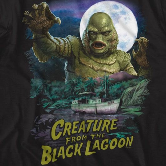 Universal Monsters Creature And Boat Scene T-Shirt product image 2